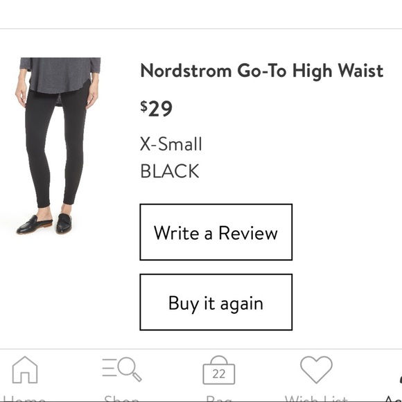 Nordstrom Go-to High Waist Leggings black tights high-rise fit skinny ankle XS - Picture 5 of 12